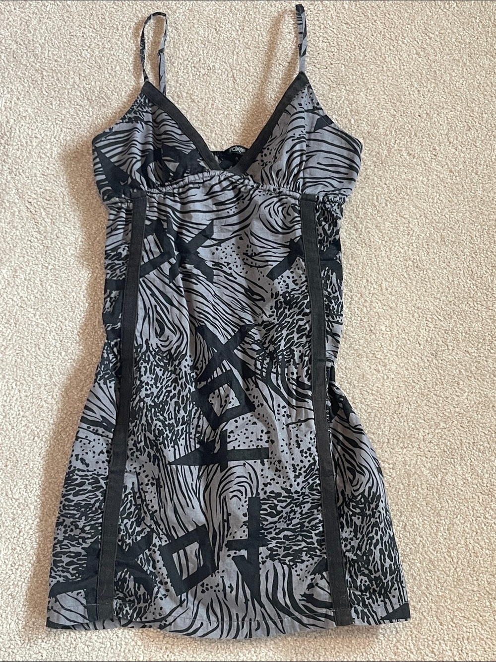Fox Black & Gray Printed Slip Mini Dress
